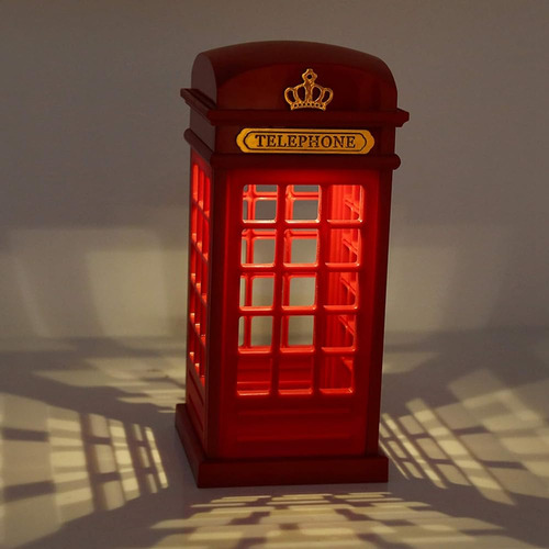 Gowenic Retro London Telephone Booth Night Light, Usb Chargi