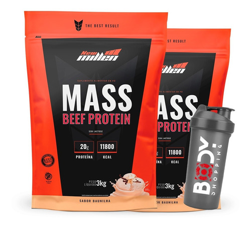 2x Hipercalorico Mass Beef Gainer 3k + Shaker 