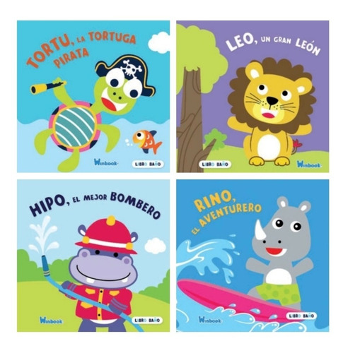 Set 4 Libros De Plástico Para Bebé - Libro Baño Animales