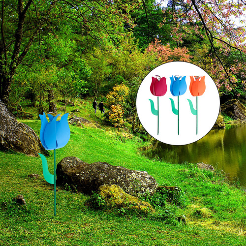 Cataventos De Jardim Decorativos, 3 Peças, Design De Tulipa,