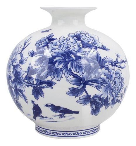 Jarrón Azul Y Blanco De Dalia, Jarrón De Flores De Porcelana