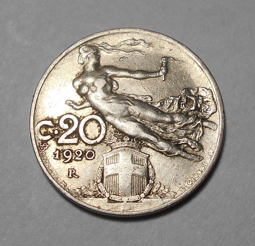 Italia Moneda De 20 Centesimi 1920 R - Km#44 - Muy Linda