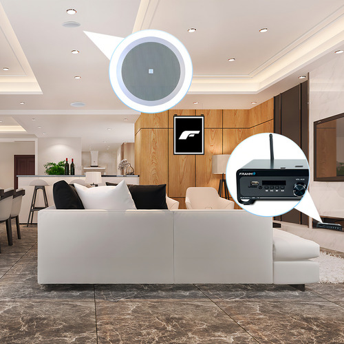 Kit Som Ambiente Teto Gesso Embutir Frahm + 10 Arandelas Jbl