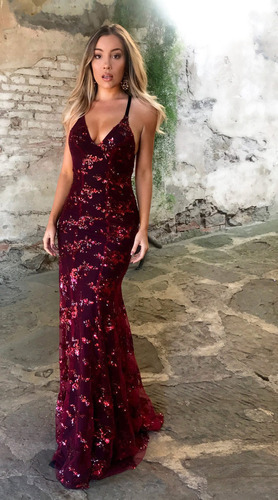 Elegante Vestido De Fiesta Maxi De Tirantes Con Volantes