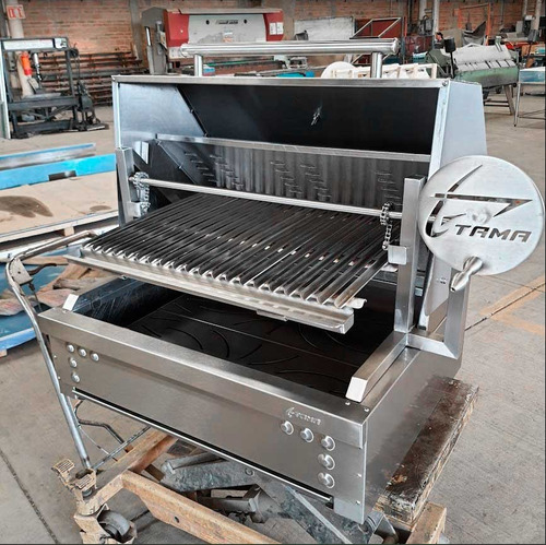 Asadores Argentinos Con Tapa Acero Inoxidable 90×70cm 65kg Color Plateado