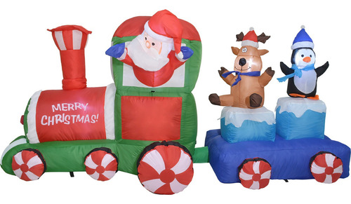 Inflable Navidad Tren Navideño 2.2m Exterior Luz Led Color Multicolor