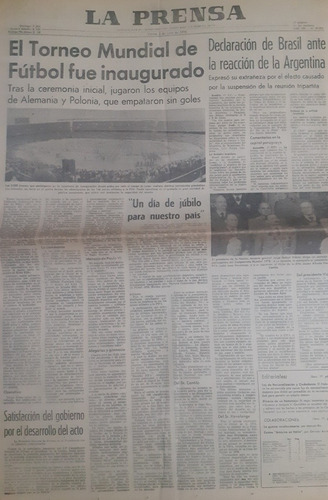 La Prensa 2/6/1978 Inauguracion Mundial Alemania 0 Polonia 0