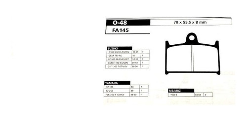 Pastilla Freno Suzuki Rf900 Rr/rs Mod94 Delantera Ora Ourway