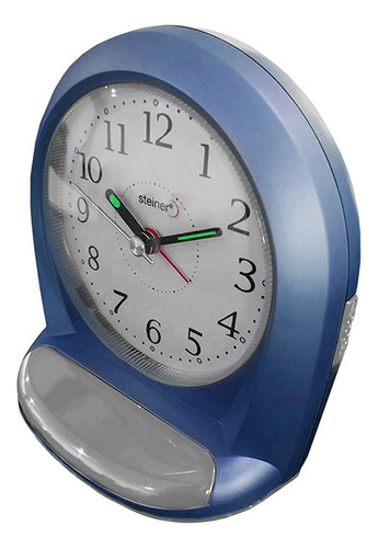 Reloj Despertador Análogo Arco Steiner Con Luz Led 12 Cm Color Azul