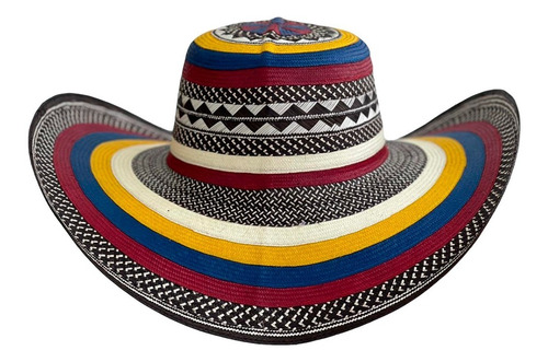 Sombrero Vueltiao 23 Fibras Diseño Tricolor Colombiano