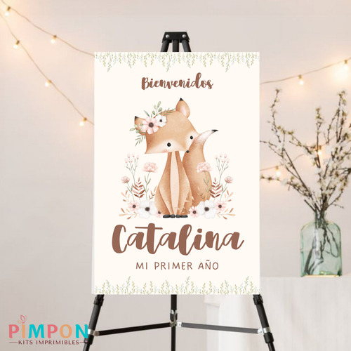 Kit Imprimible Bosque Encantado Zorro Floral Editables