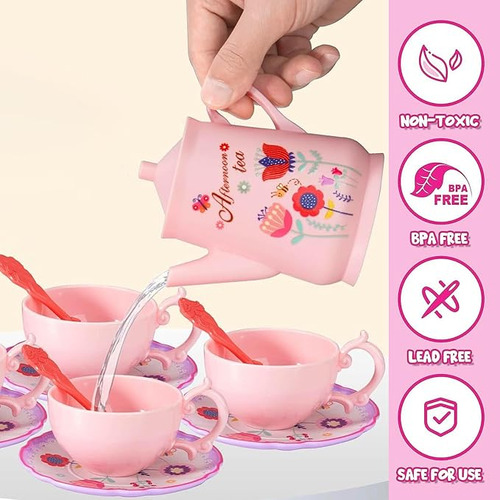 Juego De Té Metálico 46 Pzs Accesorios Juguete Comida Niñas