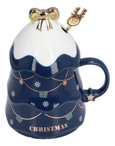 Taza De Cerámica En Forma De Árbol De Navidad Con Tapa