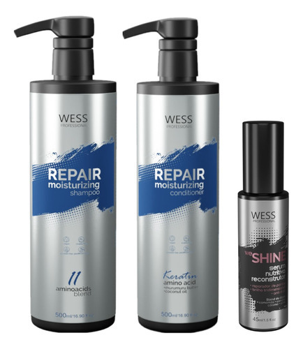 Kit Wess Repair Sh 500ml + Cond 500ml + We Shine 45ml