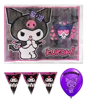 Comprar Kuromi Mantel Banderin Globos Latex Set Decorativo Mantel