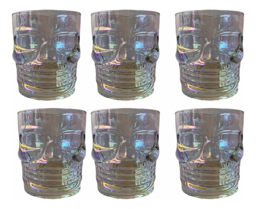 Vasos De Whisky Calavera Tornasol X 6 Unidades