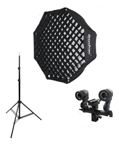 Kit Softbox Godox 80cm C Grid Octabox P Flash E Luz Contínua