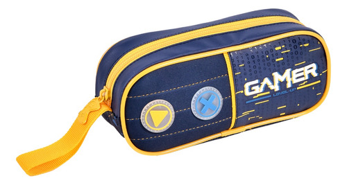 Mochila Costas Gamer Lancheira E Estojo Meninos Infantil Cor Azul