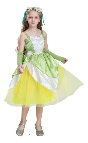 Disfraz De La Princesa Y El Sapo Para Niñas, Vestido De Tian