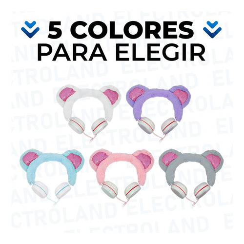 Imagen 8 de 10 de Auriculares Stereo Orejas Zorro Vincha Peluche Cable 1,5mts