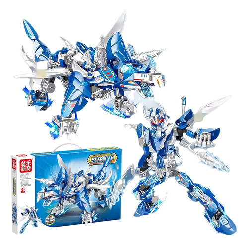 Dinosaurio Rex Transformable Jurassic Park 2en 1 Kit Armable Triceratops Azul