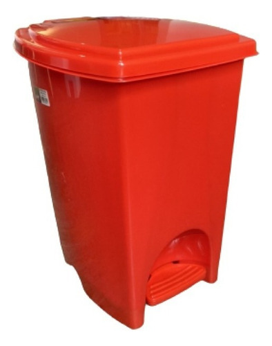Cesto Basura Residuos Tapa Pedal Plástico 20 Litros Cuadrado Color Rojo