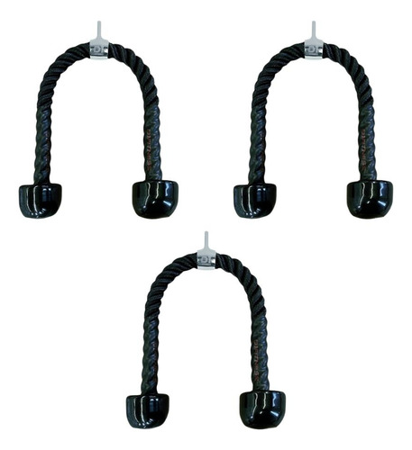 Kit 3 Puxadores Corda Pulley Triceps Crossover Emborrachado
