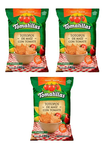 Totopos De Maiz Con Tomate Sin Gluten Tomatillas Pack De 3