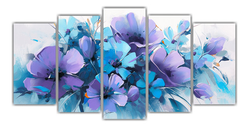100x50cm Cuadros Impresos Flores Moradas Y Turquesas Flores