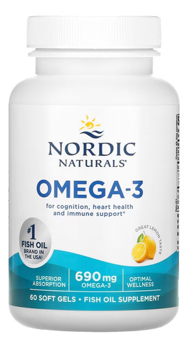 Suplemento Omega 3 Nordic Naturals 690mg Dha 60 Soft Gels