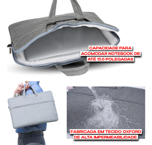 Capa Notebook 15.6 Polegadas Case Pasta Para Macbook Air Pro M1 M2 15 Maleta Executiva Masculina Feminina Para Laptop Lenovo Samsung Acer Impermeável Com Alça De Ombro Transversal Lebag Cor Preta