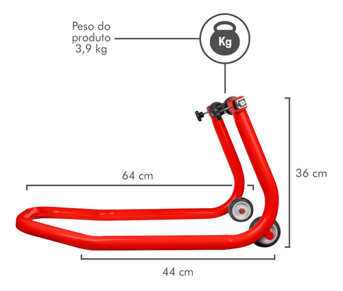 Imagem 4 de 10 de Cavalete Universal Traseiro Moto Hornet Twister Cb300 Verm.