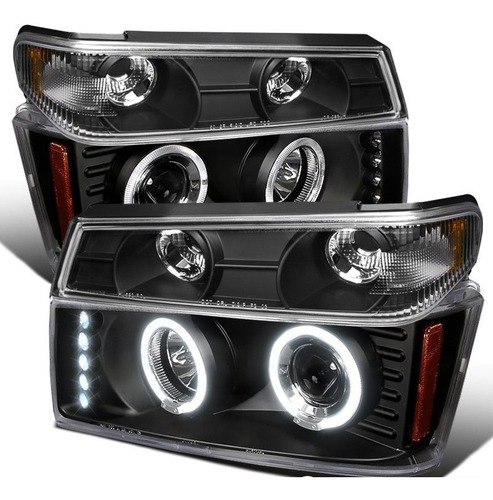 Gmc Canyon 2004 2012 Par De Faros Delanteros Led Fondo Negro