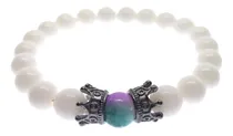 Comprar Pulseras Hombre Mujer Piedra Howlita Blanca Corona Unisex 