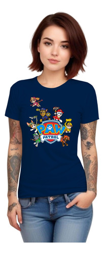 Polera Mujer Paw Patrol Cachorros Team Algodon Organico Wiwi