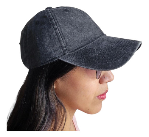 Gorra Lisa Vintage Gabardina 100% Algodón Premium Importada Negro Regulable Vintage