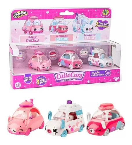 Kit Com 3 Cutie Cars Coleção Chá Da Tarde - Shopkins