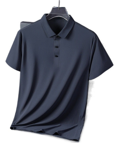 Polo De Manga Corta Para Hombre, De Seda Helada, Antiarrugas