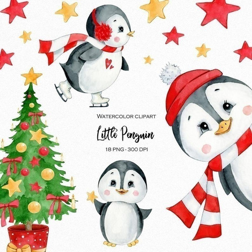 Cliparts Png Pinguinos En Navidad Bb13 Kit Imprimible