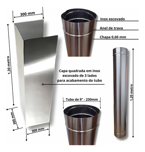 Kit Churrasqueira Inox Coifa Braseiro 50x40 Capa + Painel