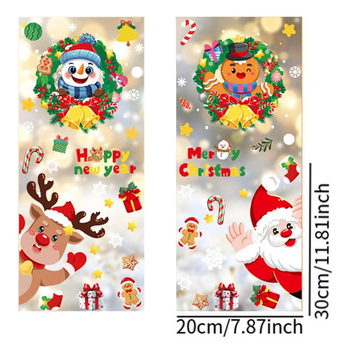 2 X 4x Adhesivos Navideños Para Ventanas, Decoraciones