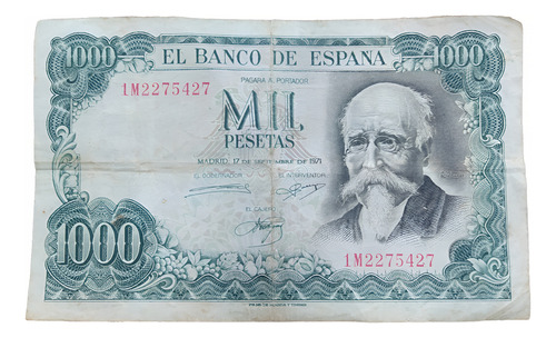 Antiguo Billete 1000 Pesetas España 1971 Pick 154 (Usado)