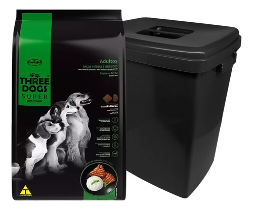 Three Dogs Premium Adulto 15+2 Kg + Contenedor - Kubo