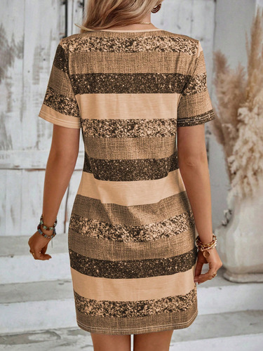 Vestido Casual De Verano Para Con Bloque De Color Y Cuello