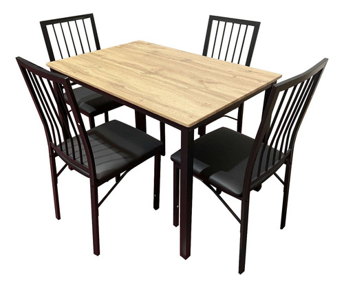 Juego De Comedor 4 Sillas Negro Metal Armadogratis Tiendamax