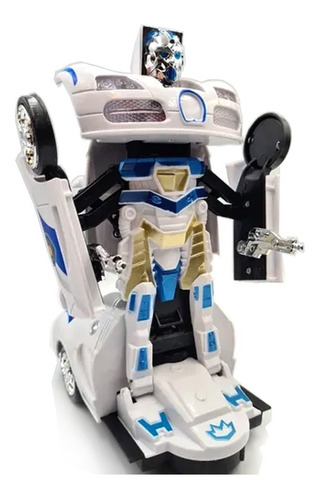 Auto Patrullero Policía Transformer Robot Luces Movimiento