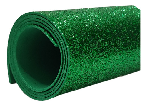 10 Folhas Eva Com Glitter 30x20 Artesanato, Escolar, Decorar Cor Verde Bandeira