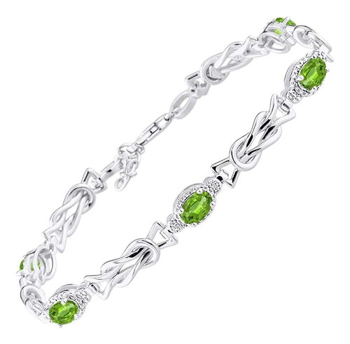 Rylos Spectacular Tennis Brazalete Con Peridoto Y Diamantes 