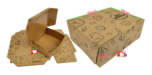 100 Cajas De Carton De 20x16x7,5cm Impresas Kraft