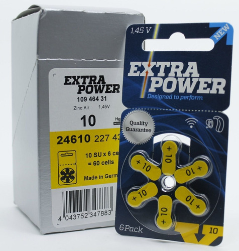 Imagem 2 de 5 de 60 Pilhas Baterias 10 Pr70 Aparelho Auditivo Extra Power